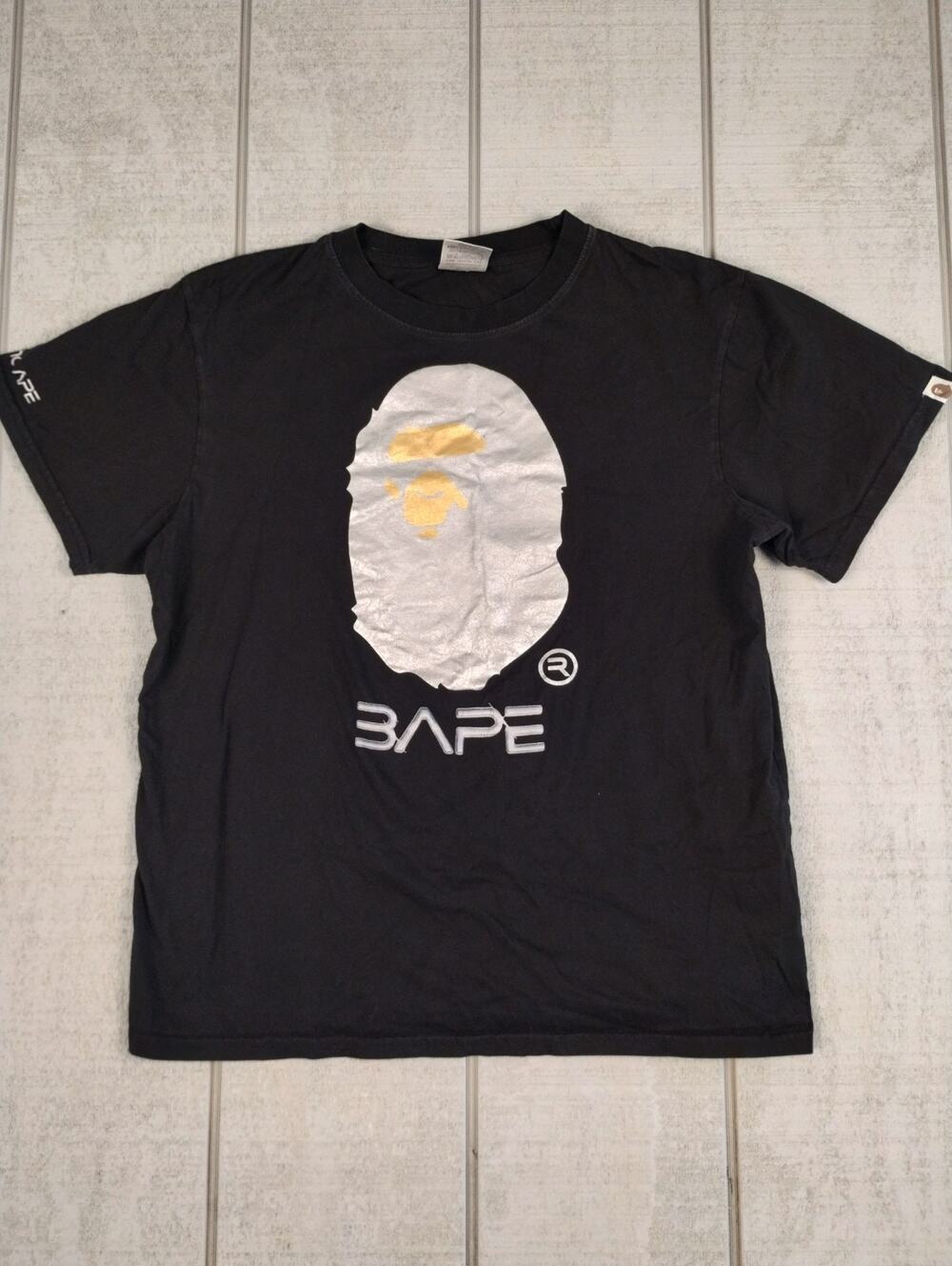 BAPE x Hajime Sorayama Metallic Foil Ape Head Tee Men 3XL Black Streetwear Retro